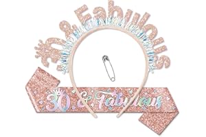 ZoiKoi 2pcs 30th Decorations and Gifts for Women Headband and Sash 30 Year Old Gifts for Her Ideal 30th Supplies for Celebrat