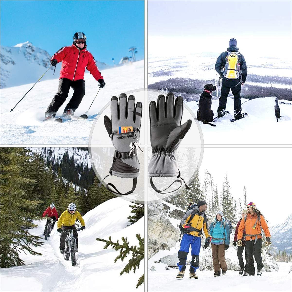 Cold Weather Warm Ski Gloves for Men Women Windproof Winter Gloves for Outdoor Sports Skiing Snowboarding Shovelling Snow S : Sports & Outdoors