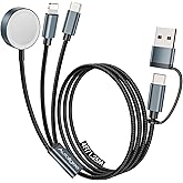 Travel Essentials for Apple Watch Charger,3 in 2 USB C Cable for Multi Charging Cable Cord,Camping Essentials Portable Design