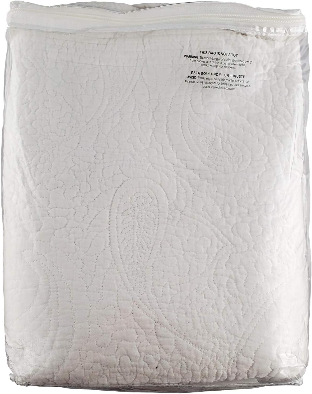 Greenland Home Paisley Quilted Bed Skirt, Ivory, King: Home & Kitchen