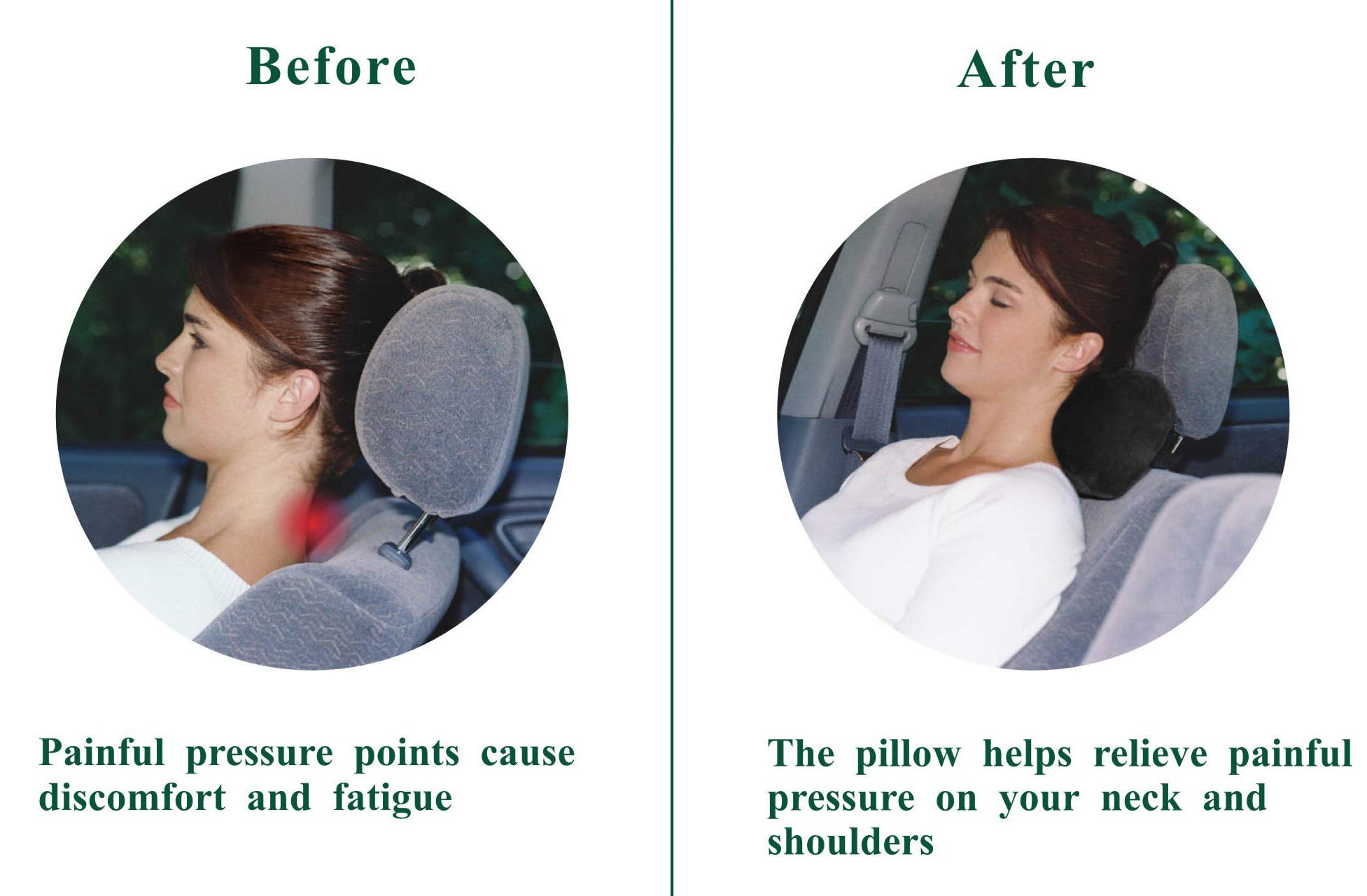 TravelMate Car Neck Pillow (Soft Version)- Neck Pillow; Car Pillow; Memory Foam Neck Pillow; Neck Rest Pillow; Car Neck Pillow (Color: Black)