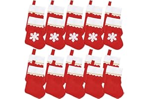 Jmkcoz 20 Pack Christmas Mini Stockings Sock Decoration Snowflake Tableware Holders, Red Felt Knife Spoon Fork Bag Candy Pouch Bag Plush Cuff Socking for Xmas Party Tree Dinner Table Home Ornaments