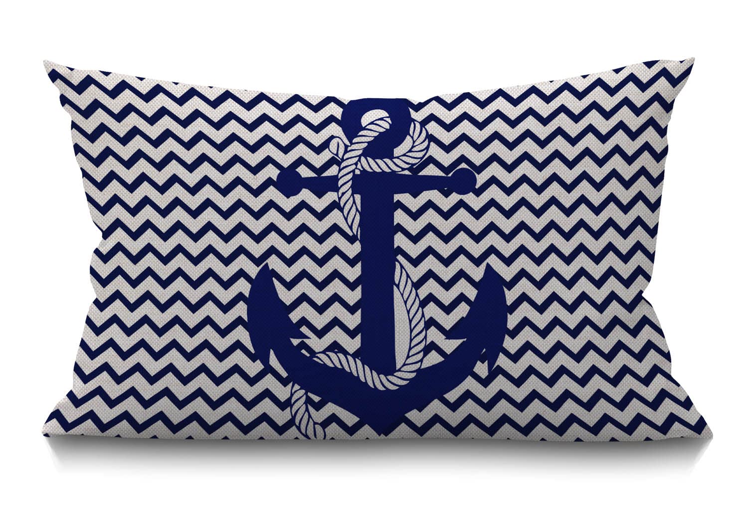 BGBDEIA Decorative Linen Cushion Covers 30 x 50 cm (12" x 20") Rectangular Retro Nautical Anchor Throw Pillow Covers for Garden Patio Living Room Couch Sofa