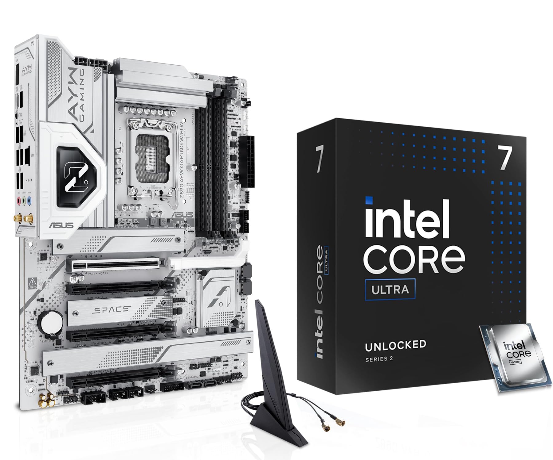 Micro Center CPU Motherbard Combo - Intel Ultra 7 265K 20-Cores Unlocked Gaming Desktop Processor with Asus Z890 AYW Gaming WiFi W LGA 1851 ATX Motherboard