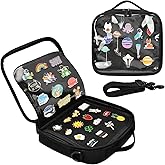 BOHEMIABY Enamel Pin Display Book, Small Collections Travel Pin Trading Book, Brooch Pin Lover Collector Bag, 6-Page Lapel Pin Display Board with Protective Film, Handles and Shoulder Strap, Black