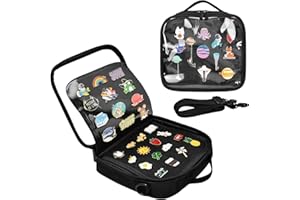 BOHEMIABY Enamel Pin Display Book for Collectors - 6 Page Portable Lapel Pin Trading Organizer Album with Zipper, Handles & S