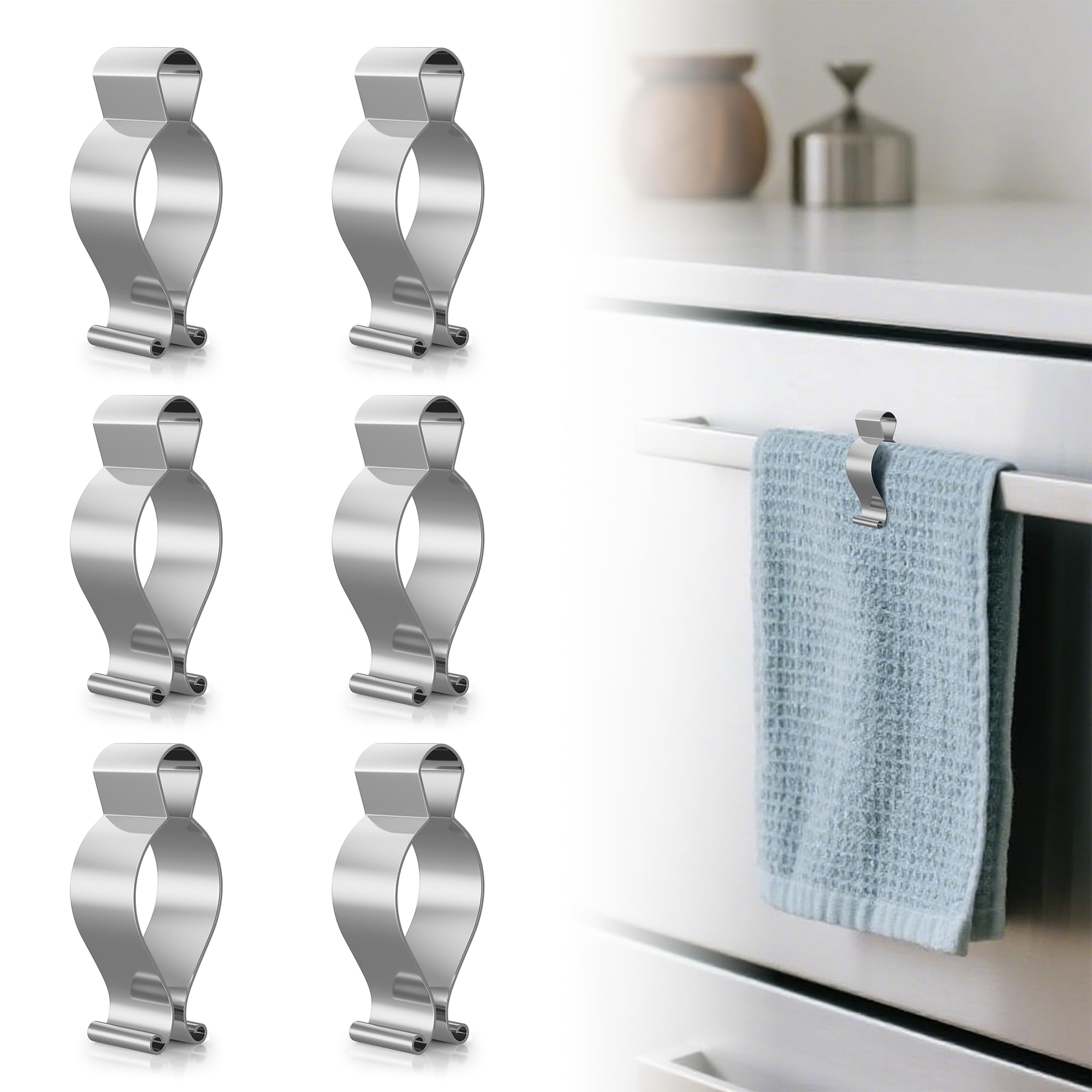 Photo 1 of 6 Pack Towel Clips for Kitchen, Stainless Steel Towel Holder Clips