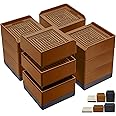 ANNKUT Bed Furniture Risers 4 Inch, Heavy Duty Furniture Elevator in Heights of 1.5, 3 or 4 Inch， Square Raising Blocks for Bed, Couch, Desk, Sofa, Tables,Support Up to 1,300 Lbs (4 Pack-Brown)