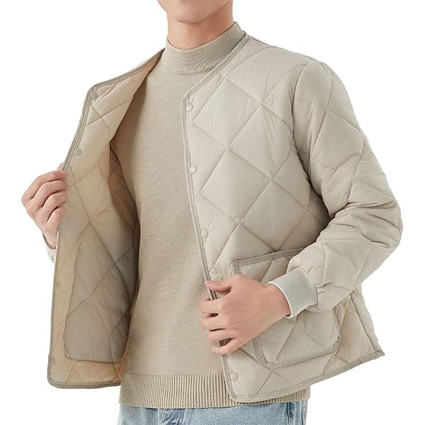 Men's Puffer Jacket Lightweight Warm Winter Collarless Jackets