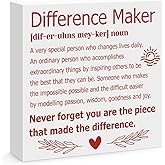 Thank You Gifts for Women Men Wooden Box Sign Decorative Home Office Desk Sign Decor for Difference Maker Appreciation Gifts for Boss Leader Employee Coworker Teacher Mentor Coach