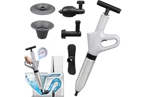 Toilet Plunger Set, Drain Clog Remover Tools High Pressure Air Drain Blaster with Visual Barometer, Toilet Unclogger Plungers