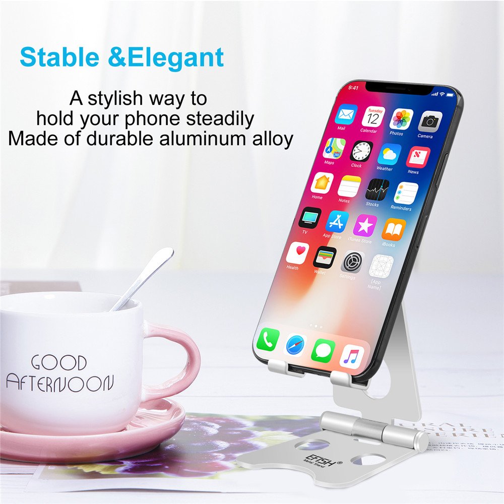EFISH 270 Degree Dual Shaft Adjustable Metal Mobile Phone Stand - Silver