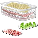 XVAJT Deli Meat Container for Fridge with Airtight Lid, 3-Layer Lunch Meat Container for Fridge, Transparent Stackable Cold Cuts Storage Containers for Meats Cold Cuts Cheese, BPA Free, 18.6oz, 1Pack
