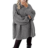 BTFBM Sweaters for Women Fall 2026 Long Sleeve Mock Neck Cable Knit Oversized Sweater Pullover Tops Thick Winter Clothes