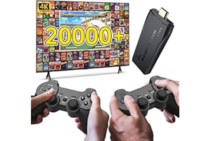 CRAZYBOY The Game: Retro Game Stick, Wireless Game Stick, Game Stick 4k, 20,000+ Retro Games 64GB, TV-Connectable Game Console（Dark Black）