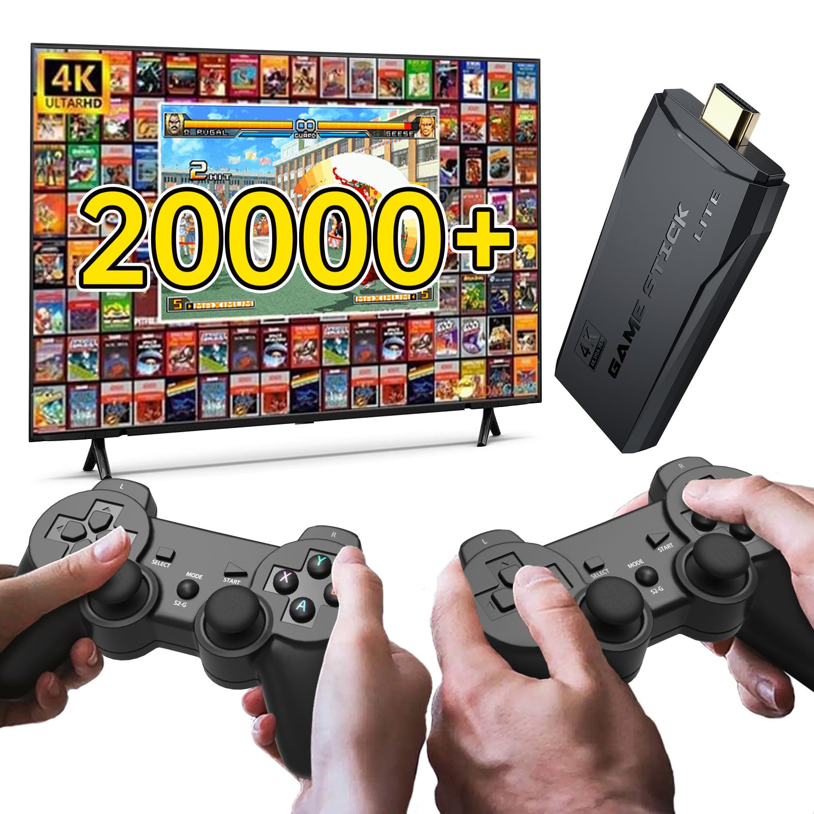 Photo 1 of Crazyboy Retro Gaming Console: Retro Game Stick, Wireless Game Stick, Game Stick 4k, 20,000+ Retro Games 64GB, TV-Connectable Game Console(Ink Black)