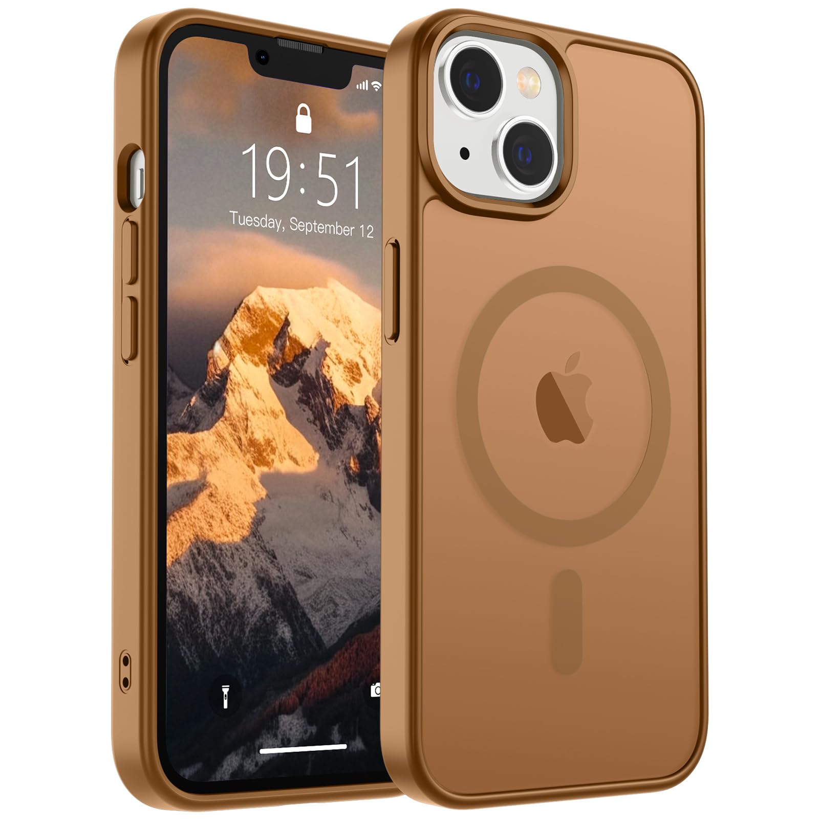 Photo 1 of SUPFINE Magnetic for iPhone 14 Case & iPhone 13 Case (Compatible with MagSafe)(Military Grade Drop Protection) Slim Translucent Matte Shockproof Phone Cover,Brown