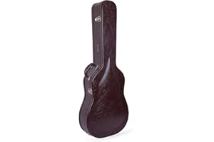 Crossrock Hardshell Arch Top Wood Case for 12-String Acoustic Dreadnought Guitars-Vintage Brown(CRW600DBR)