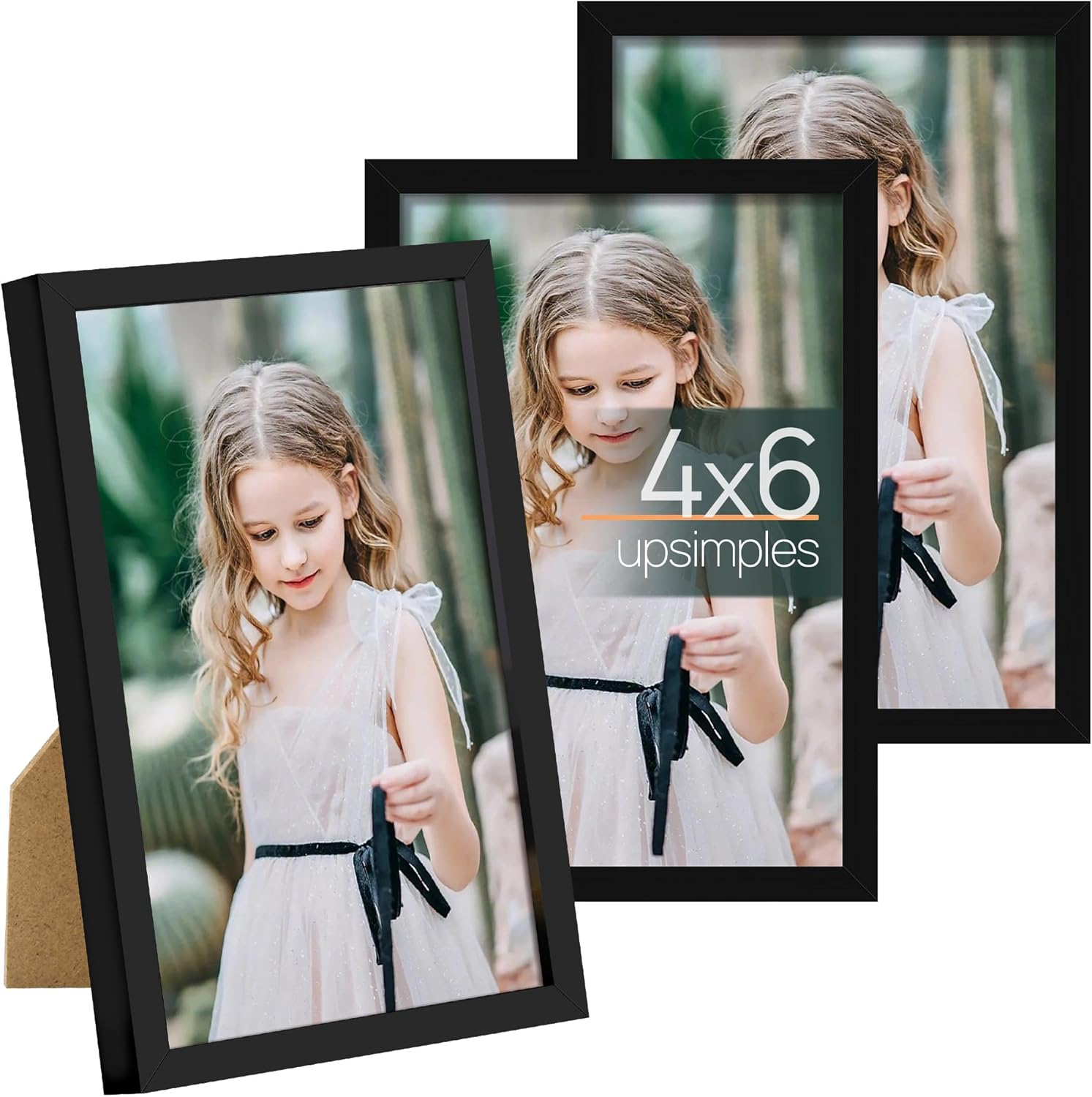 Photo Albums, Frames & Accessories - upsimples 4x6 Picture Frame Set of 3, Made of High Definition Glass for 4x 6 Black Frames, Wall and Tabletop Display Thin Border Photo Frame for Home Décor