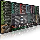 Excel Shortcut Keys Mouse Pad - Extended Large XL Cheat Sheet Gaming Mousepad | PC Office Spreadsheet Keyboard Mat | Non-Slip