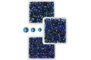 qiipii Sapphire Blue AB Resin Rhinestones for Crafting 3mm 4mm 5mm Dark Blue AB Flatback Jelly Stones Bulk SS10 SS16 SS20 Non-Hotfix Diamonds Gems for Nails Face Eyes Makeup Tumblers DIY Crafts Decor