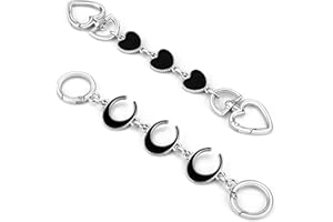 ZLSPTK 2Pcs Purse Extender Chain Silver Bag Extender Chain Heart Moon Purse Strap Extender Black Purse Strap Replacement Crossbody Purse Accessories for Women Bag Charms for Handbags Tote Bags Purse Making
