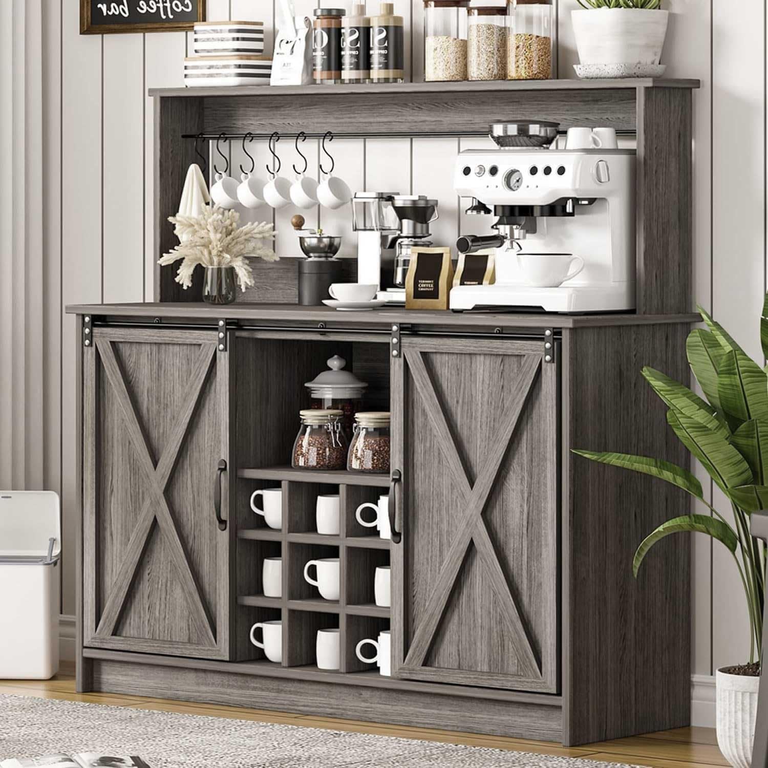 4ever2buy Farmhouse Coffee Bar with 6