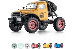 FCXㅤ FCX24 RC Crawler 1/24 Remote Control Car, Power Wagon 4WD RC Crawler Two-Speed Shift, RC Rock Crawler 8Km/h with Portal Axle Metal Gears for Adults (Yellow)