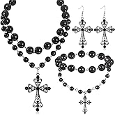 Landical 3 Pcs Cross Emo Gothic Jewelry Sets for Women Black Cross Necklaces Pendant Goth Earring Bracelet Goth Y2k Emo Jewelry Accessories