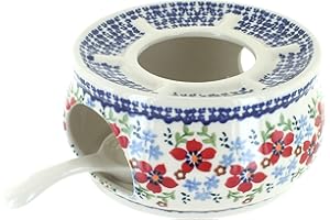 BLUE ROSE POTTERY Blue Rose Polish Pottery Red Poppy Teapot Warmer