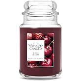 Yankee Candle Black Cherry Scented Candle, 22oz Large Jar | Up to 150 Hour Burn Time, Room Filling Fragrance, Long-Lasting Scent, Premium Plant Wax Blend, Consistent Burn, Giftable