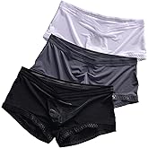 Evankin Mens Lace Boxer Briefs Sexy Translucent Underwear Ice Silk Seamless Lingerie Bulge Pouch