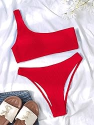 YIMISAN Womens Bikini Sets One Shoulder Top with