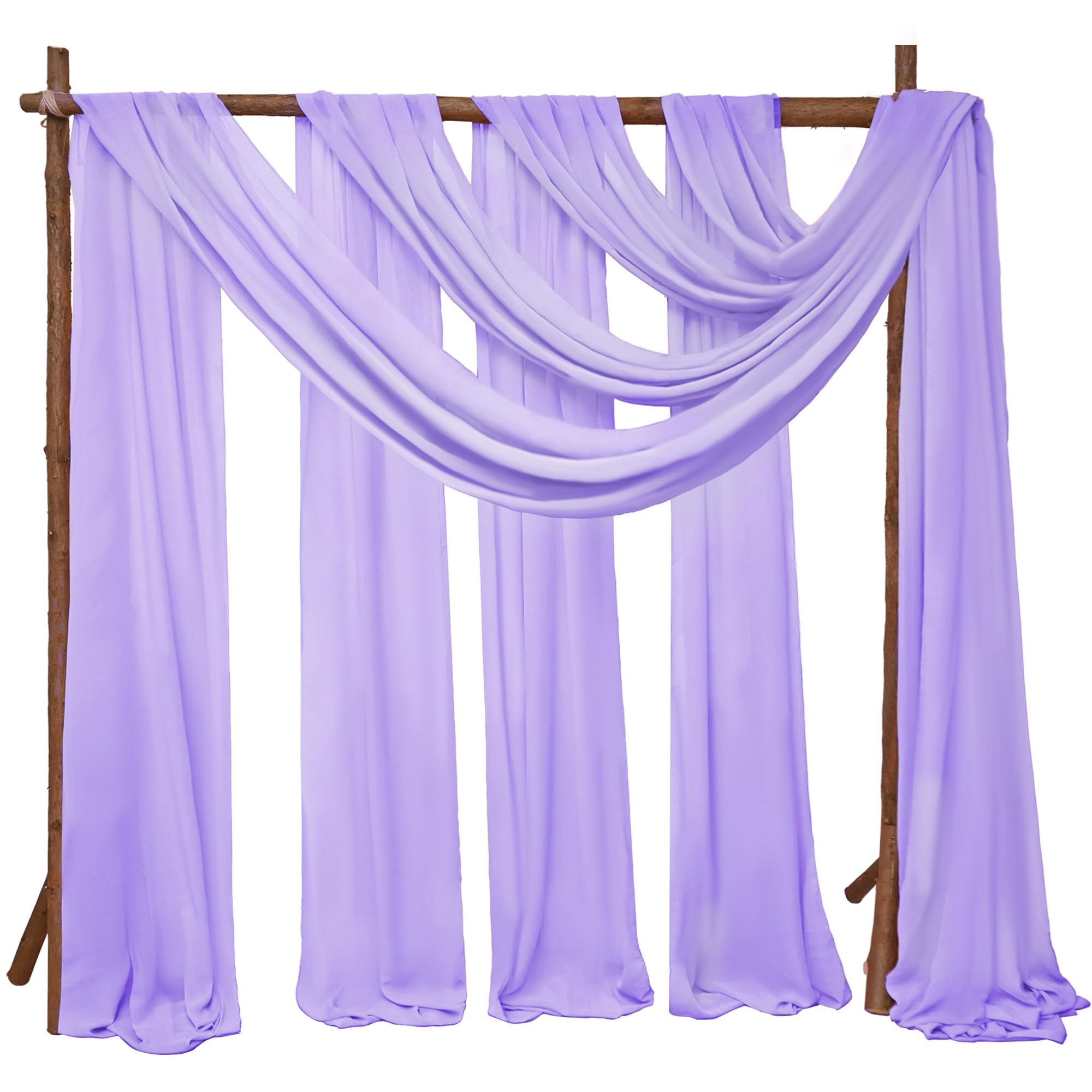 Photo 1 of 8 Panels Wedding Arch Draping Fabric 28" x 20Ft Wedding Arch Drapes Chiffon Fabric Drape Sheer Backdrop Curtain for Weddings Party Ceremony Baby Shower Arbor Drapery Reception Ceiling Decor(Lavender)