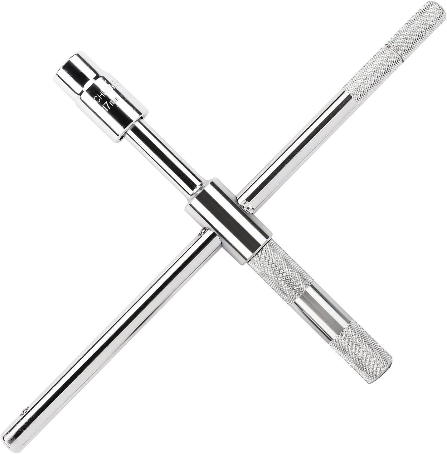 MoKo Universal Lug Wrench, Detachable 4-Way Cross Wrench with 17mm 19mm 21mm 23mm Standard Sockets Universal Car Vehicle Auto Tire Tool Wheel Brace - Silver: Automotive