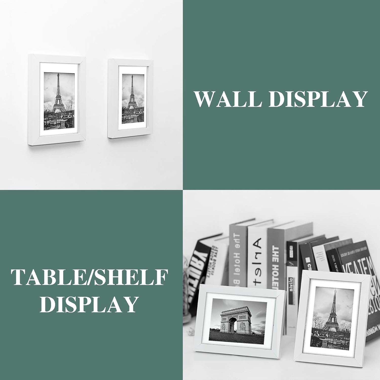 upsimples 5x7 Picture Frame Set of 10, Display Pictures 4x6 with Mat or 5x7 Without Mat, Multi Photo Frames Collage for Wall or Tabletop Display, White -