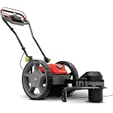 Earthquake 60V Walk Behind String Mower, Includes Two 4Ah Batteries, 22&rdquo; Cutting Diameter, Three Cutting Speed Dial, 14&rdquo; Never-Go-Flat Wheels, Easy Assembly, Adjustable Handlebar, Model #44965