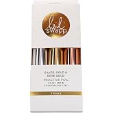 Heidi Swapp Premium Toner-Reactive Foil 3-Roll Set &ndash; 216mm &times; 3m Each &ndash; Compatible with Laser Printers &amp; MINC Foil Applicator, Metallic Craft Foil in Silver, Gold, Rose Gold