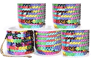 FLORALIS CLUB Color Sequin Rope Rainbow Flat Sequin Strip On A Roll Flat Round Laces Fringe Trim Sewing Sequins for Crafts