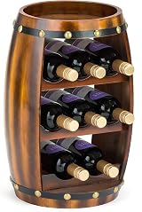 CHRISTOW Wooden Wine Rack Barrel Freestanding 8 Bottle Oak Effect 50cm view 2