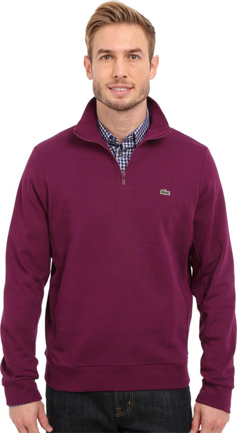 Buy Lacoste Men's Light Weight Fleece 1/4 Zip Sweatshirt Urchin Purple