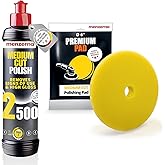 menzerna Signs of use Remover Kit I Car polishing Set with Menzerna Medium Cut 2500 (16oz) and 6 Inch Polishing Pad I Moderate Scratch Repair Kit for All Types of Vehicles