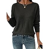 Acelitt Womens Casual Lightweight Long Sleeve Crewneck Knit Shirts Tops, S-XXL