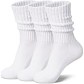 Toetally Womens Slouch Crew Socks Cozy Cotton Retro Ribbed Calf Scrunch Boot Socks for Casual Athletic 3 Pairs