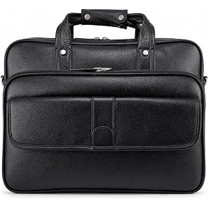 Luxcariiy Genuine Leather Laptop Bag for Men - Black Leather Briefcase for Men, Mens Messenger Bag, Professional Business Com