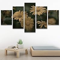 SIGNWIN 5 Panel Canvas Wall Art Modern Art Bouquet Colorful Decorative Elements Floral Multicolor Photography for Home Decorations Ready to Hang - 60