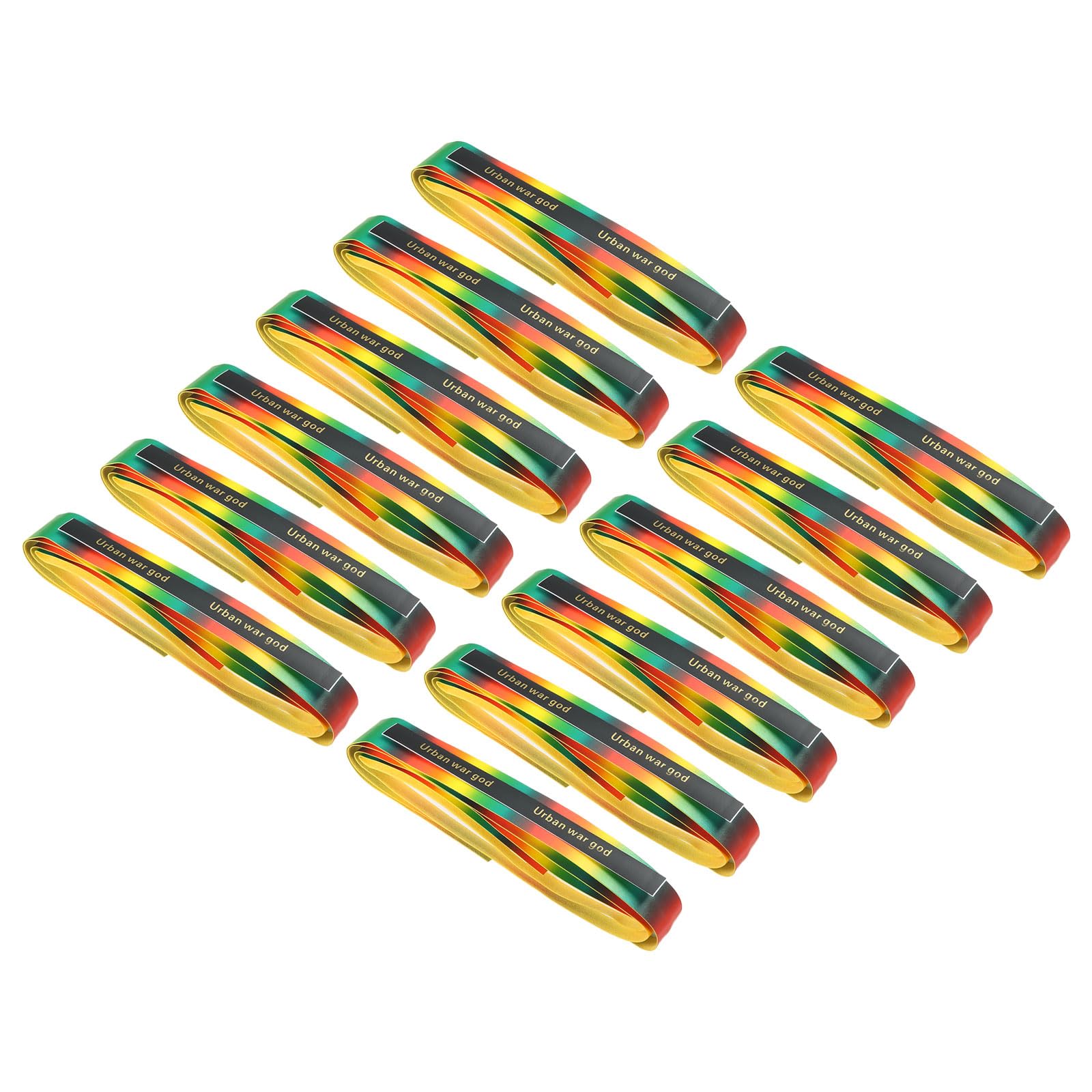 PATIKIL 59" Racket Overgrip with Damping Ridges, 12 Pack PU Grip Tape Non-Slip Absorbent for Tennis Badminton Fishing Rod, Rainbow Yellow