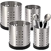 TOPZEA Set of 4 Kitchen Utensil Holder, Stainless Steel Cooking Utensil Organizer Kitchen Tools Flatware Holder Utensil Dryin