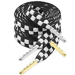 YJRVFINE Flat Checker Shoe Laces: 2 Pairs 45 Inch