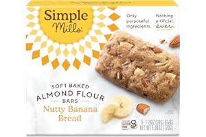 Simple Mills Nutty Banana Bread Soft Baked Almond Flour Bars, 5.99 OZ